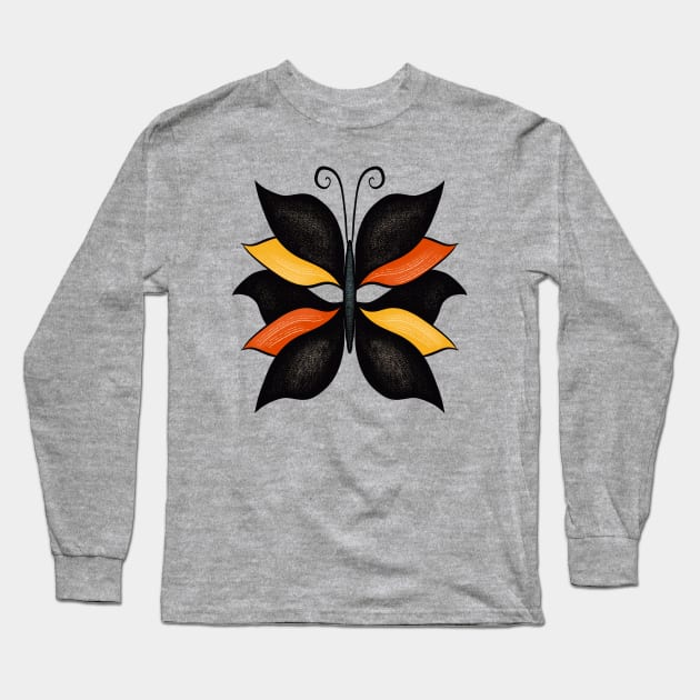 Beautiful Butterfly Weird Abstract Insect Long Sleeve T-Shirt by Boriana Giormova